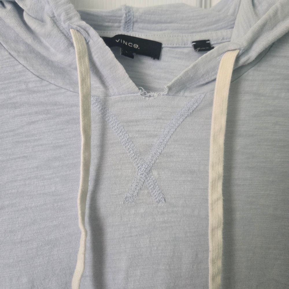 Vince Mens Light Blue 100% Cotton Slub Jersey Long Sleeve Pullover Hoodie L - Picture 9 of 12